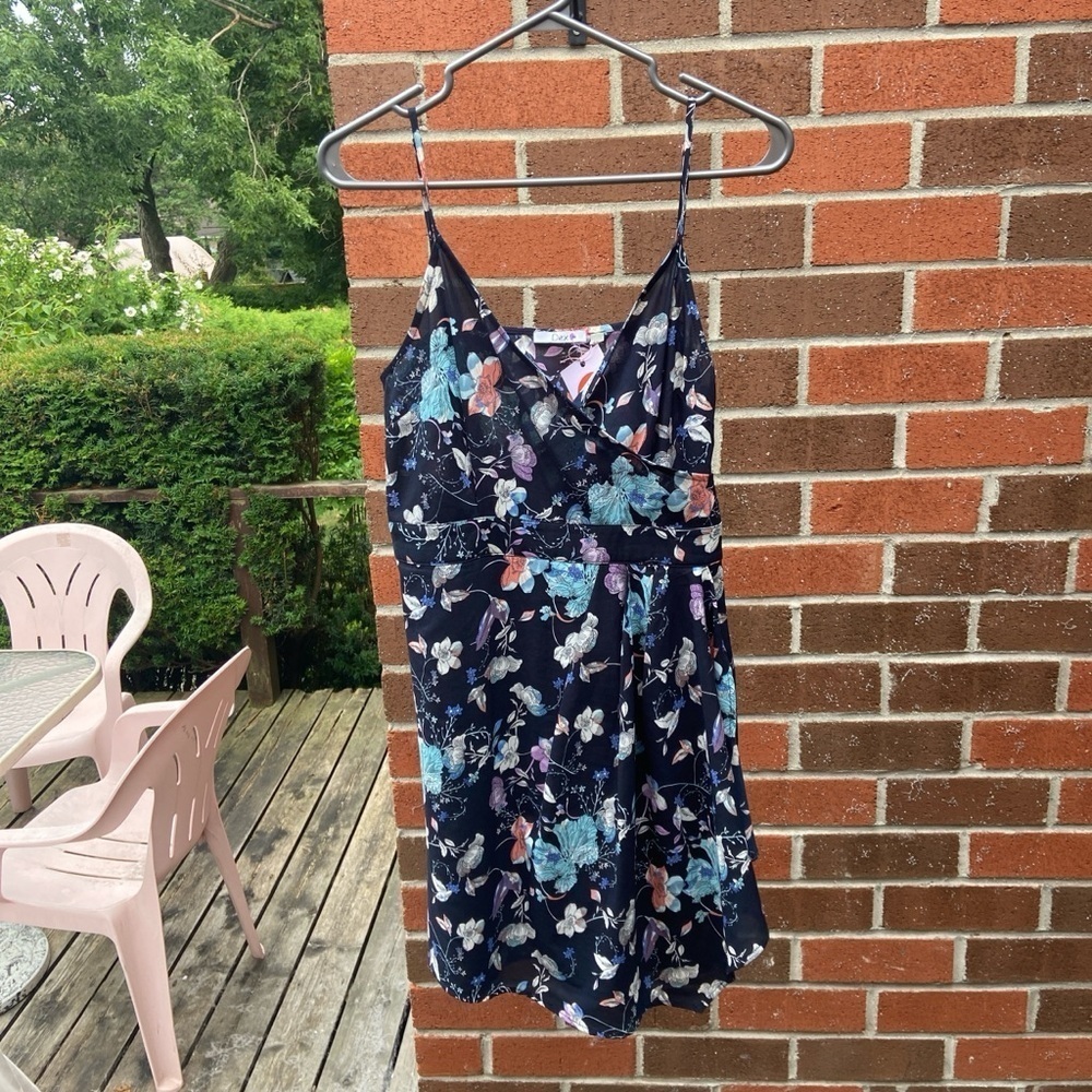 Navy Blue Floral Mini Dress